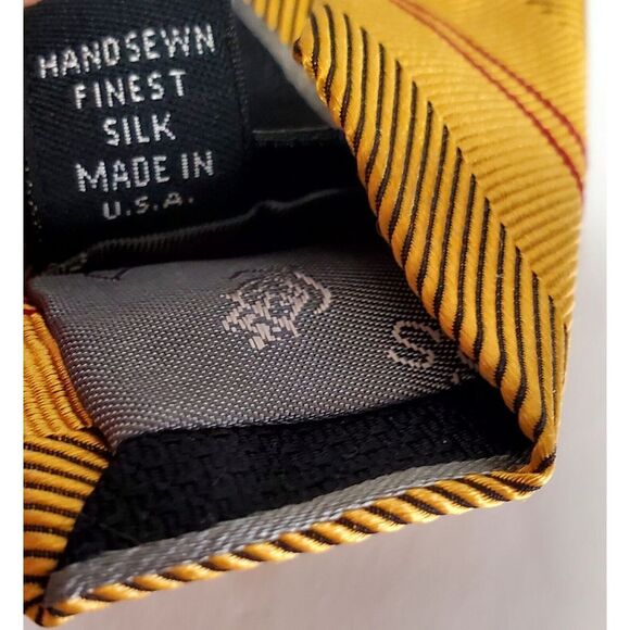 Robert Talbott Necktie Best of Class USA 100% Silk Gold/Blk/Burg Diagonal Stripe - Picture 11 of 11